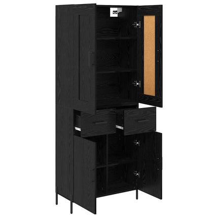 Highboard med skuffe 2 pcs Sort eg Konstrueret træ