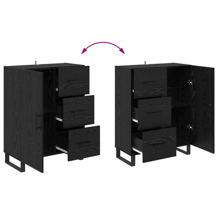Highboard med skuffe 2 pcs Sort eg Ingeniørtræ og glas