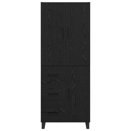 Highboard 2 pcs Sort eg 69,5 x 34 x 180 cm Ingeniørtræ og glas