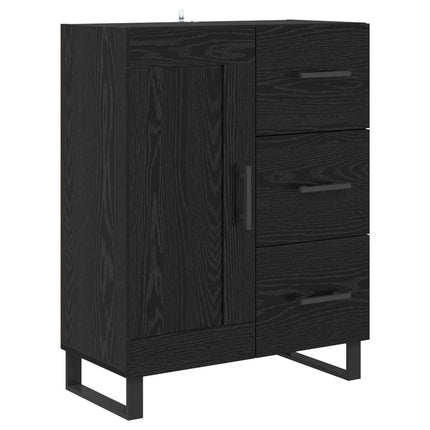 Highboard 2 pcs Sort eg 69,5 x 34 x 180 cm Ingeniørtræ og glas