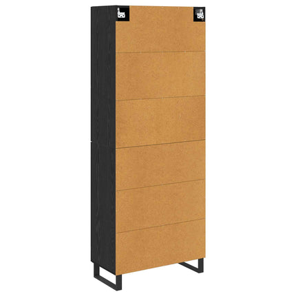 Highboard 2 pcs Sort eg 69,5 x 34 x 180 cm Ingeniørtræ og glas