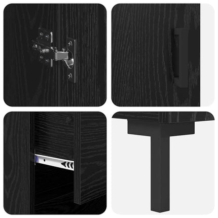 Highboard med skuffe 2 pcs Sort eg Konstrueret træ