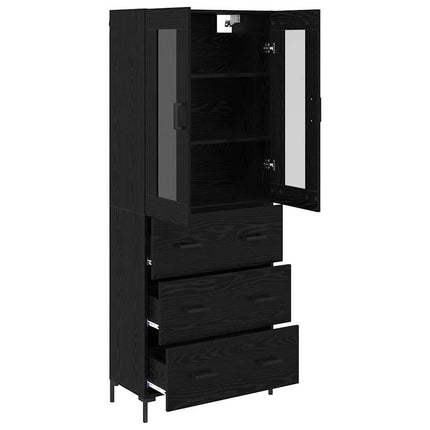Highboard med skuffe 2 pcs Sort eg Konstrueret træ