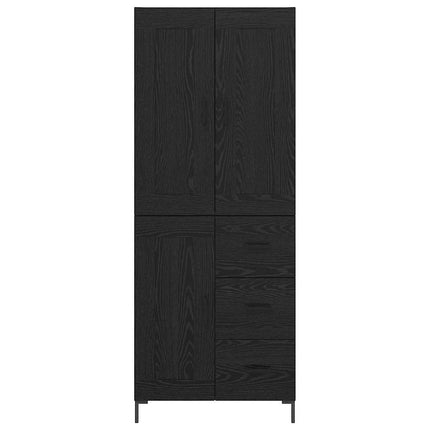 Highboard med skuffe 2 pcs Sort eg Konstrueret træ