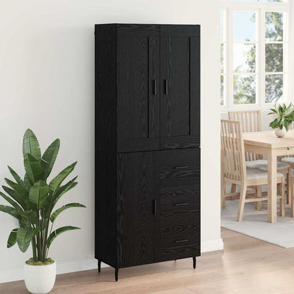 Highboard med skuffe 2 pcs Sort eg Konstrueret træ