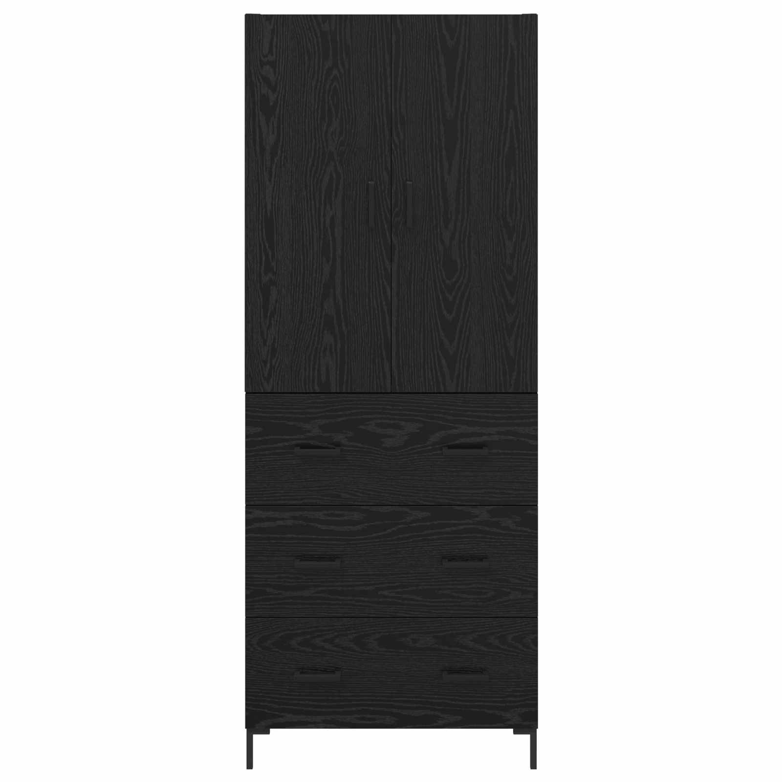 Highboard med skuffe Sort eg 69,5 x 34 x 180 cm Konstrueret træ