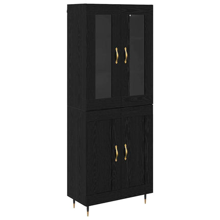 Highboard 2 pcs Sort eg Konstrueret træ