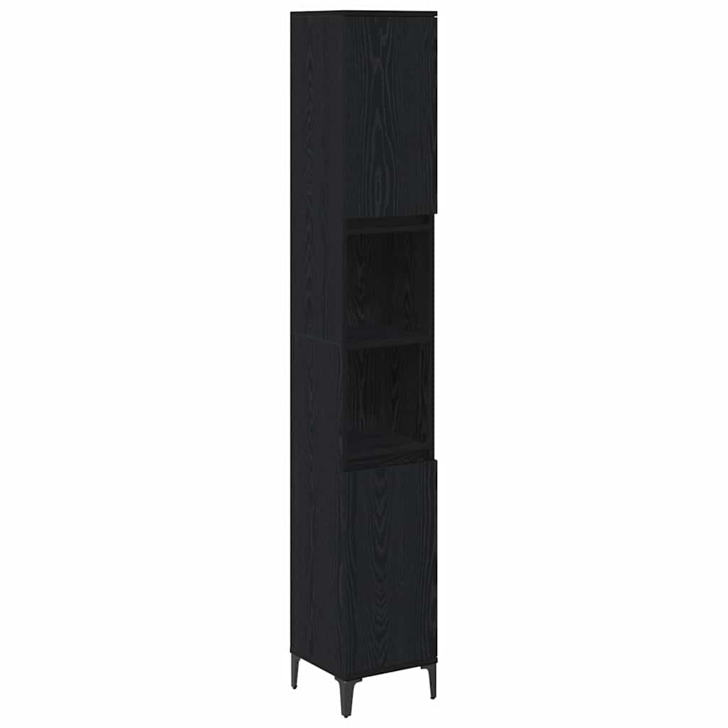 Badeværelsesmøbel sæt med hylde 3 pcs Sort eg Konstrueret træ