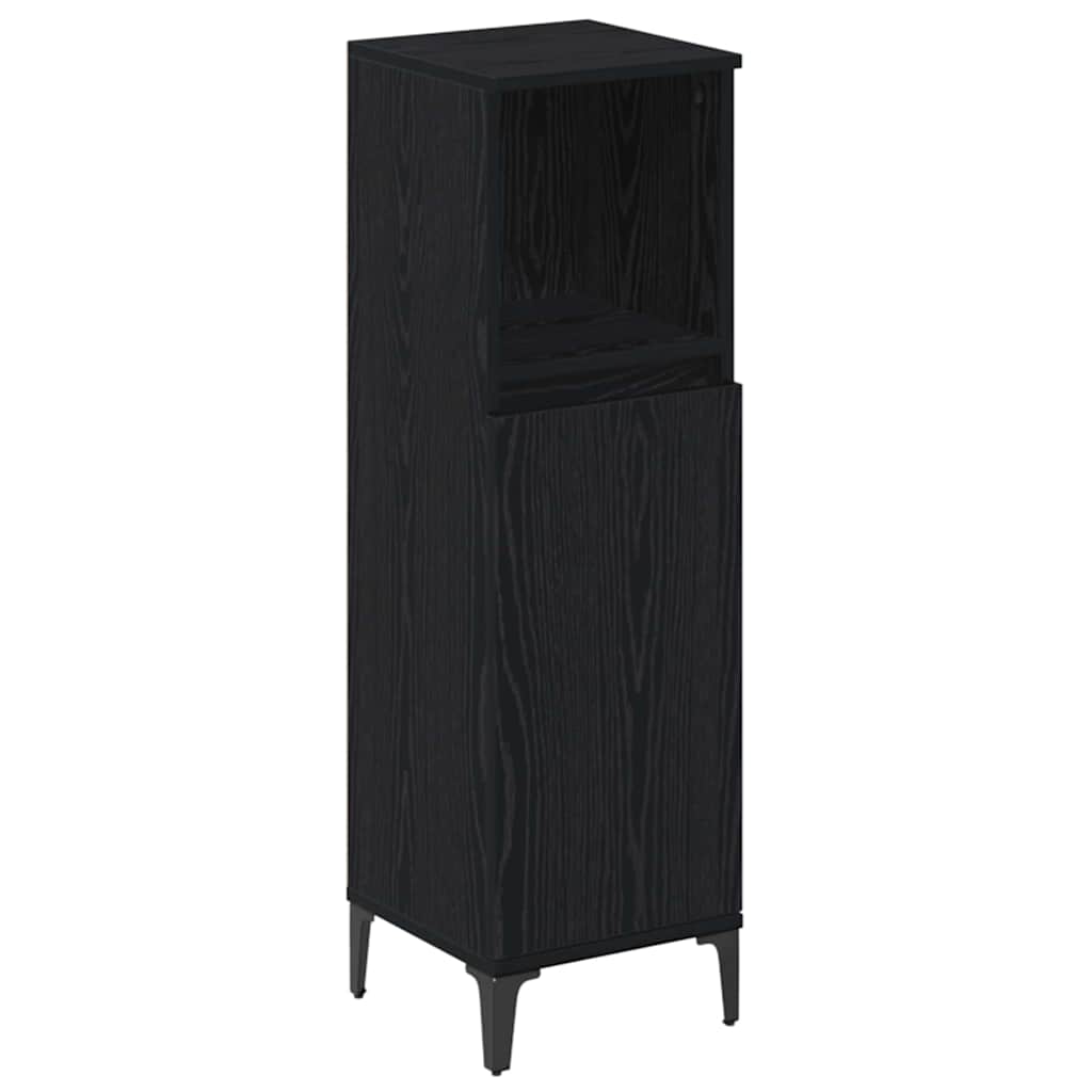 Badeværelsesmøbel sæt med hylde 3 pcs Sort eg Konstrueret træ