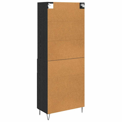 Highboard med skuffe 2 pcs Sort eg Konstrueret træ