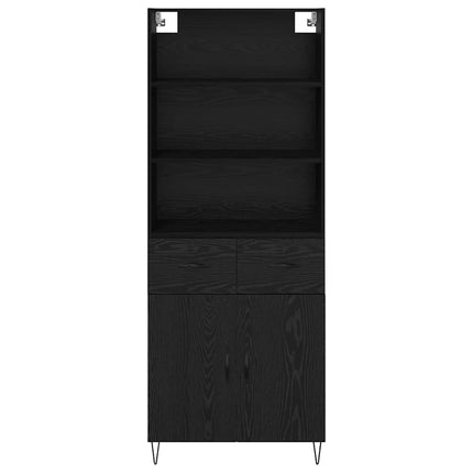 Highboard med skuffe 2 pcs Sort eg Konstrueret træ