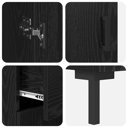 Highboard med skuffe 2 pcs Sort eg Konstrueret træ