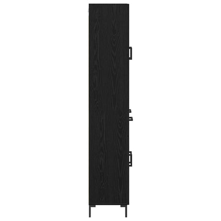 Highboard med skuffe 2 pcs Sort eg Konstrueret træ