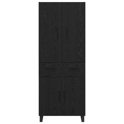 Highboard 2 pcs Sort eg 69,5 x 34 x 180 cm Ingeniørtræ og glas