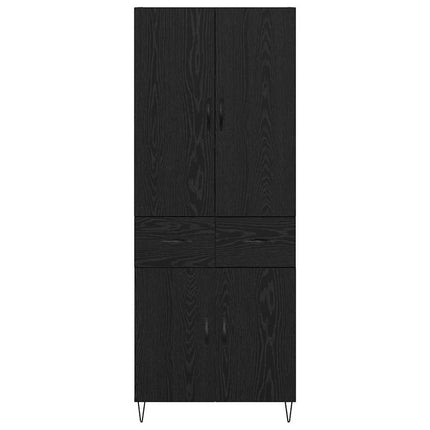 Highboard med skuffe 2 pcs Sort eg Konstrueret træ og glas