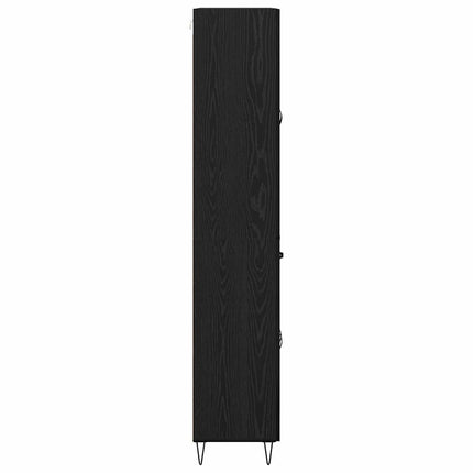 Highboard med skuffe 2 pcs Sort eg Konstrueret træ og glas