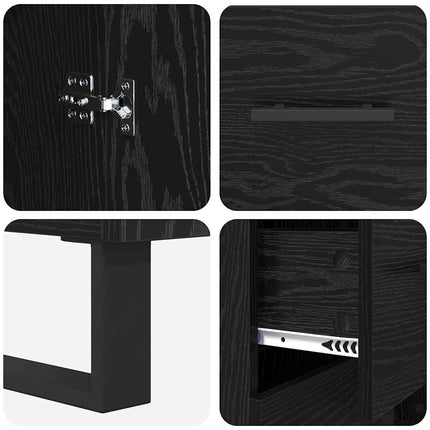Highboard med skuffe 2 pcs Sort eg Konstrueret træ