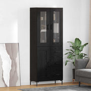 Highboard med skuffe 2 pcs Sort eg Konstrueret træ