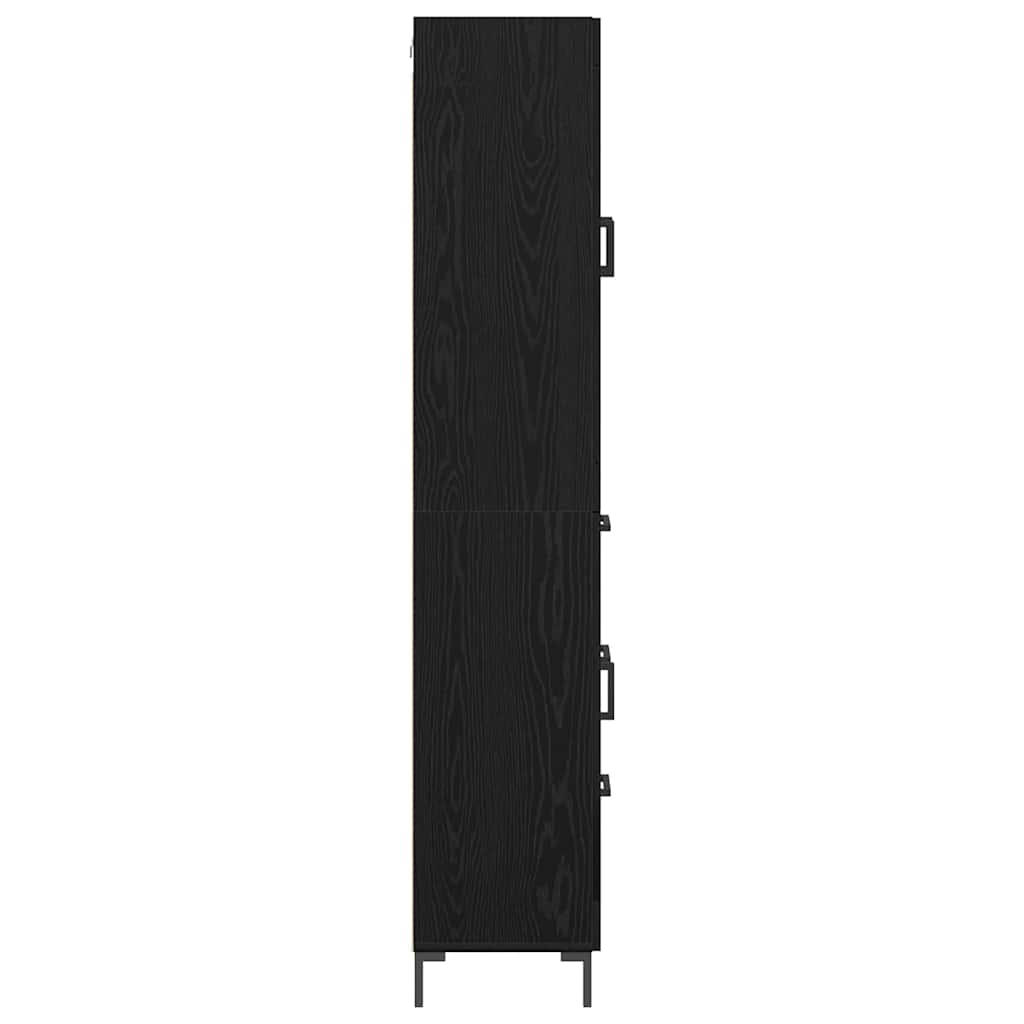 Highboard med skuffe 2 pcs Sort eg Konstrueret træ