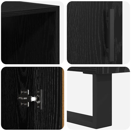 Highboard med skuffe 2 pcs Sort eg Konstrueret træ