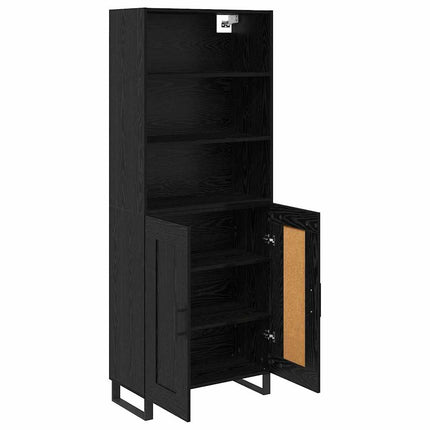 Highboard med skuffe 2 pcs Sort eg Konstrueret træ
