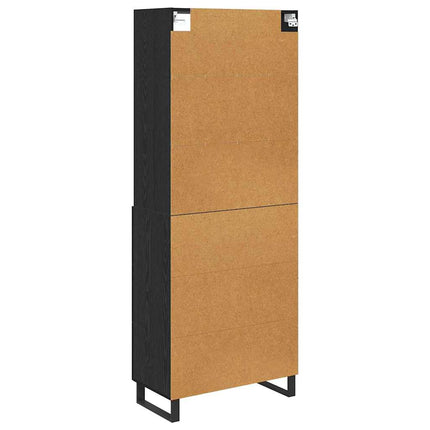 Highboard med skuffe 2 pcs Sort eg Konstrueret træ