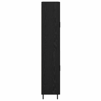 Highboard med skuffe 2 pcs Sort eg Ingeniørtræ og glas