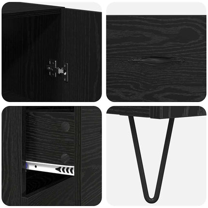 Highboard med skuffe 2 pcs Sort eg Konstrueret træ og glas