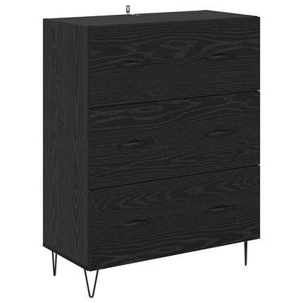 Highboard med skuffe 2 pcs Sort eg Konstrueret træ og glas