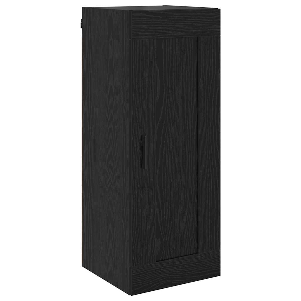 Highboard med skuffe Sort eg 34,5 x 34 x 180 cm Konstrueret træ