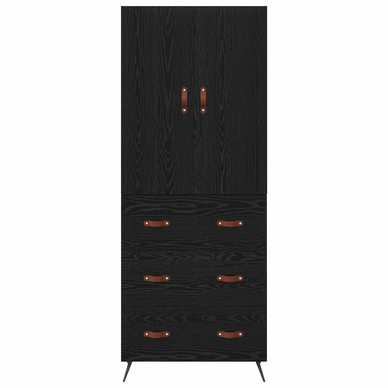 Highboard med skuffe Sort eg 69,5 x 34 x 180 cm Konstrueret træ