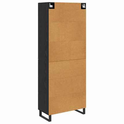 Highboard 2 pcs Sort eg 69,5 x 34 x 180 cm Ingeniørtræ og glas