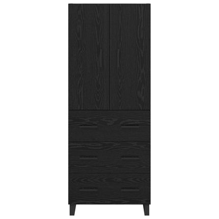 Highboard 2 pcs Sort eg 69,5 x 34 x 180 cm Ingeniørtræ og glas