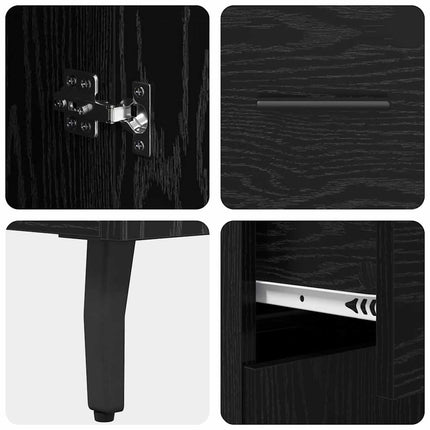 Highboard med skuffe 2 pcs Sort eg Konstrueret træ
