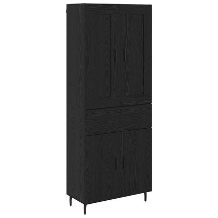 Highboard med skuffe 2 pcs Sort eg Konstrueret træ