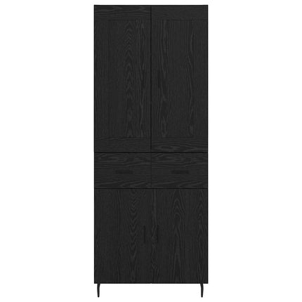 Highboard med skuffe 2 pcs Sort eg Konstrueret træ