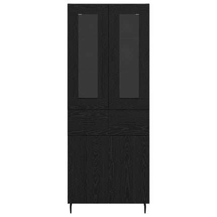 Highboard med skuffe 2 pcs Sort eg Konstrueret træ