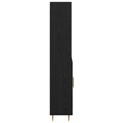 Highboard med skuffe Sort eg 69,5 x 34 x 180 cm Konstrueret træ