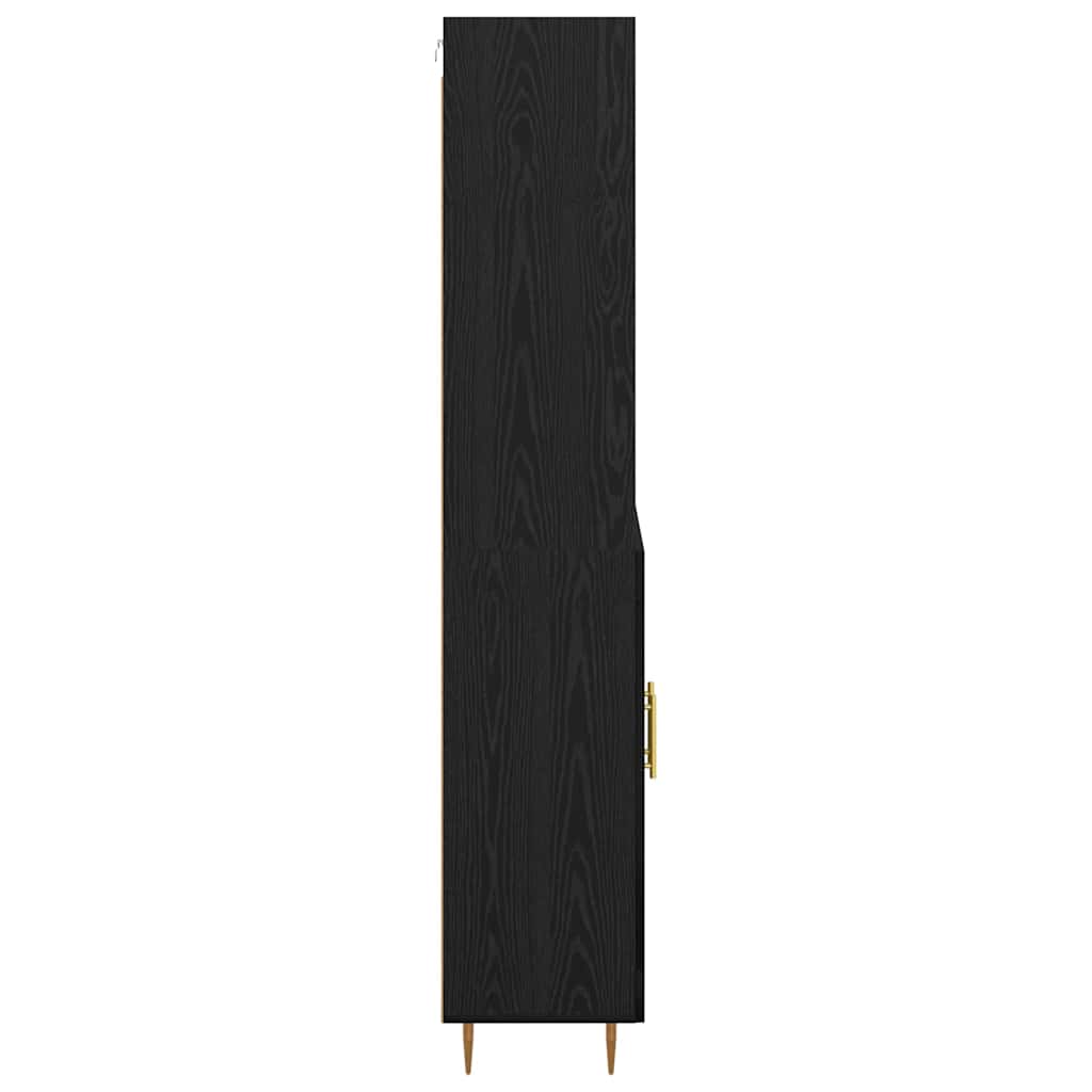 Highboard med skuffe Sort eg 69,5 x 34 x 180 cm Konstrueret træ