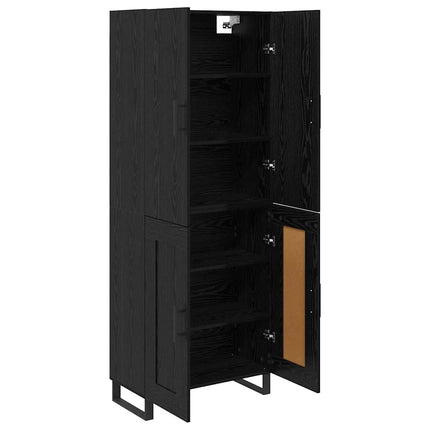 Highboard 2 pcs Sort eg 69,5 x 34 x 180 cm Ingeniørtræ og glas