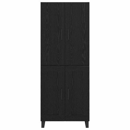Highboard 2 pcs Sort eg 69,5 x 34 x 180 cm Ingeniørtræ og glas