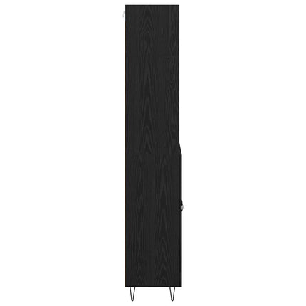 Highboard med skuffe 2 pcs Sort eg Konstrueret træ