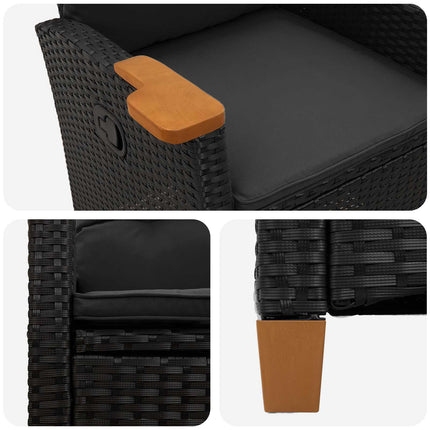 Lænestol med teplade Sort polyrattan