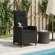 Lænestol med teplade med pude Sort 62 x 64 x 112 cm polyrattan