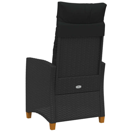 Lænestol med teplade Sort polyrattan