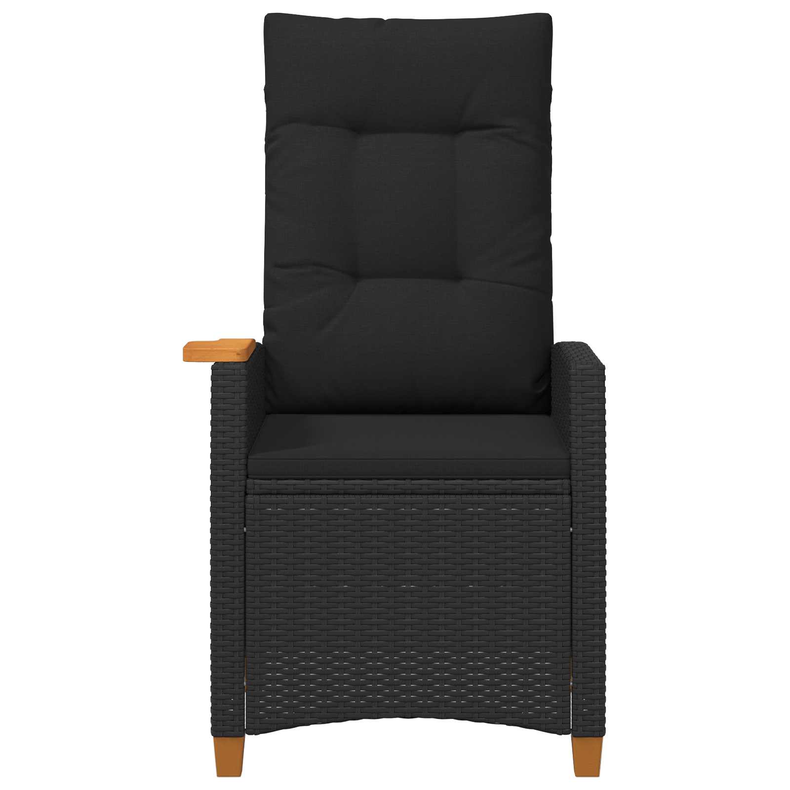 Lænestol med teplade med pude Sort 62 x 64 x 112 cm polyrattan