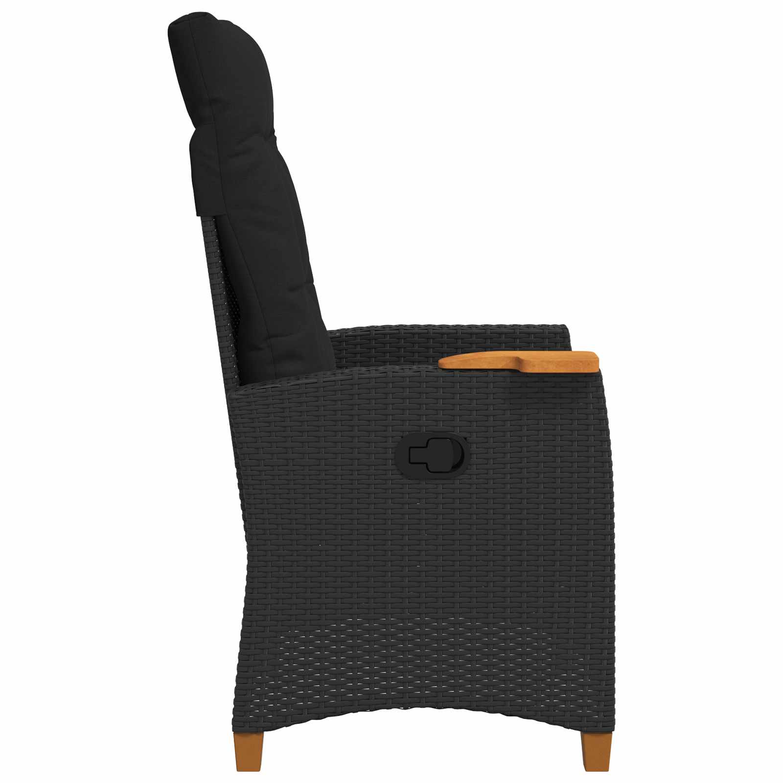 Lænestol med teplade med pude Sort 62 x 64 x 112 cm polyrattan