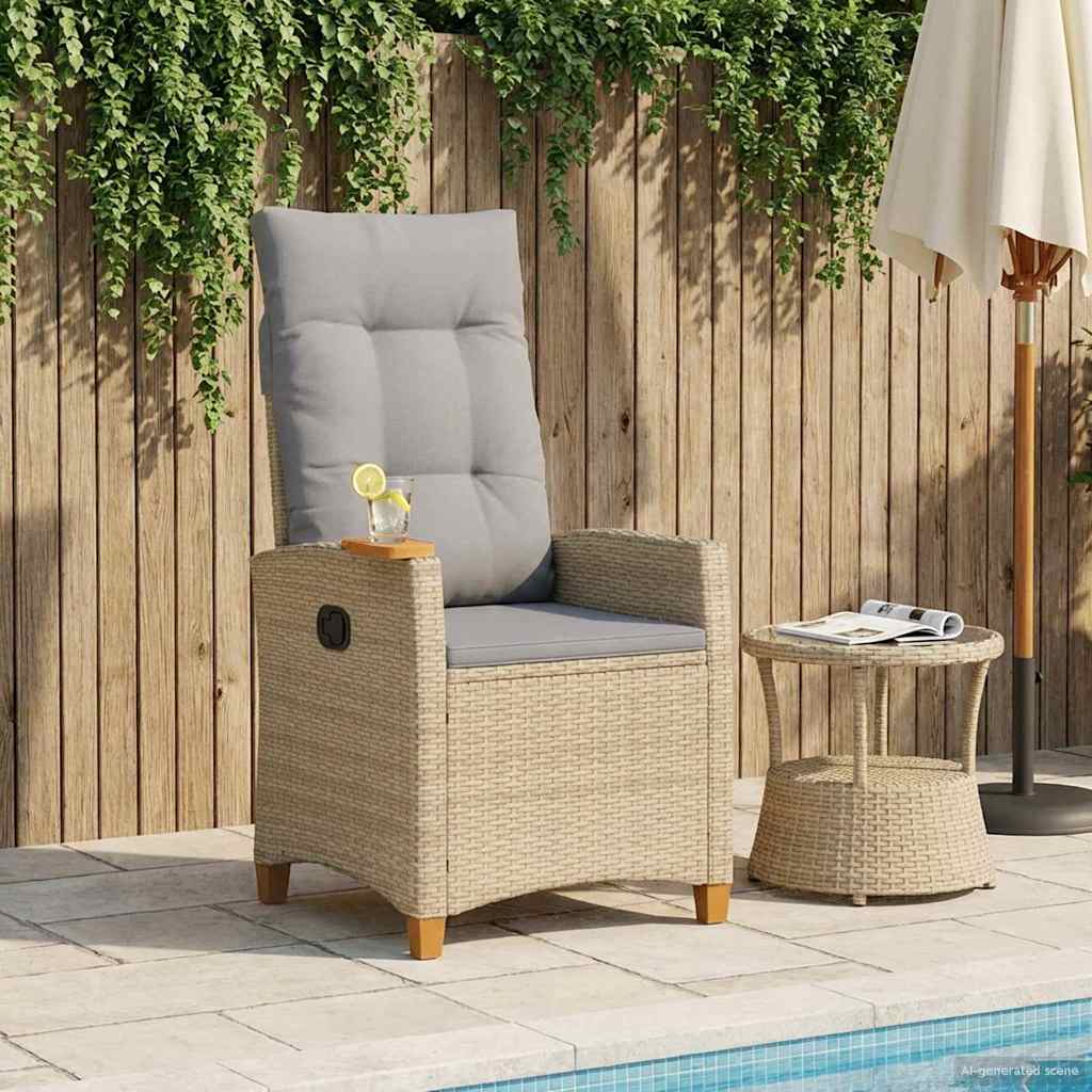 Lænestol med teplade med pude 62 x 64 x 112 cm polyrattan