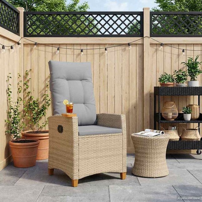 Lænestol med teplade med pude 62 x 64 x 112 cm polyrattan