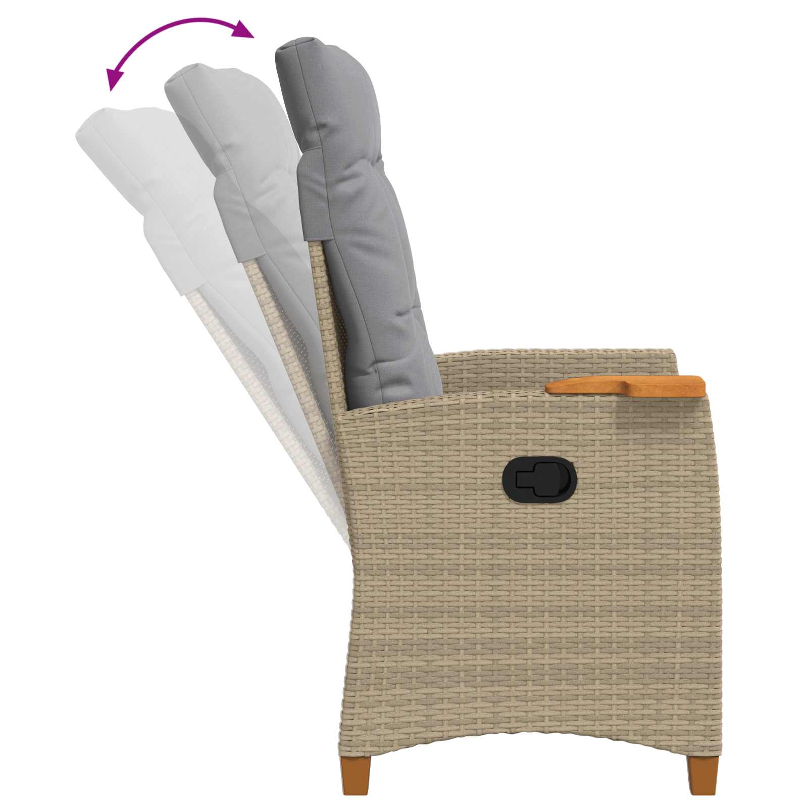 Lænestol med teplade med pude 62 x 64 x 112 cm polyrattan